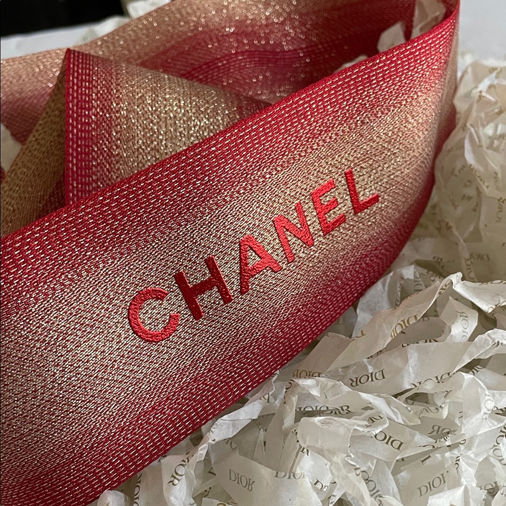 AUTHENTIC CHANEL Red and Gold Ribbon